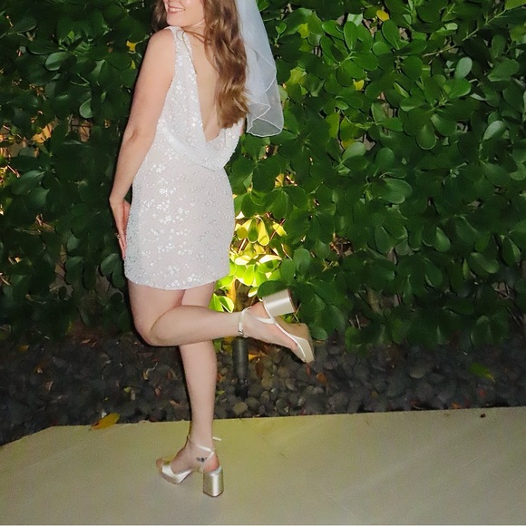 Meshki White Sequin Backless Dress - Picture 7 of 7
